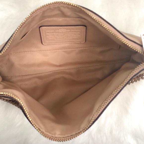 Coach Leather Crossbody Clutch Handbag Purse Gold - Picture 9 of 10